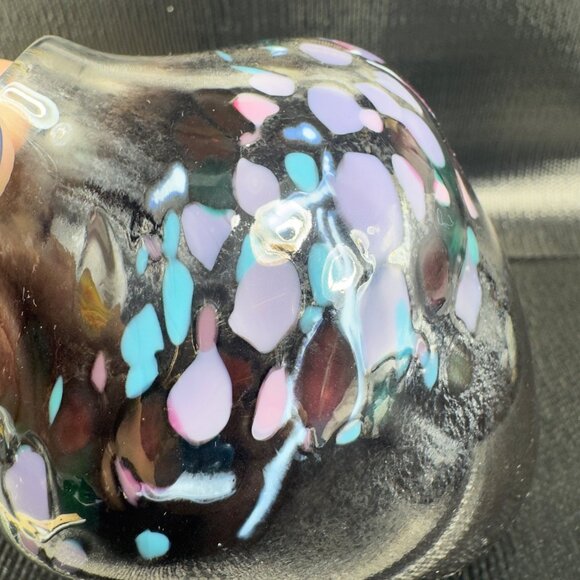 Loretta Eby Chome Speckled Art Glass Bud Vase Multicolored Spots Hand Blown Vase - Picture 8 of 12